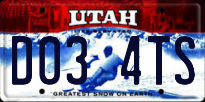 UT license plate D034TS