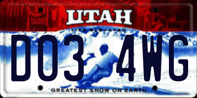 UT license plate D034WG
