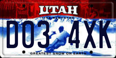UT license plate D034XK