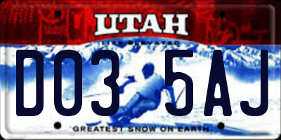 UT license plate D035AJ