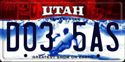 UT license plate D035AS