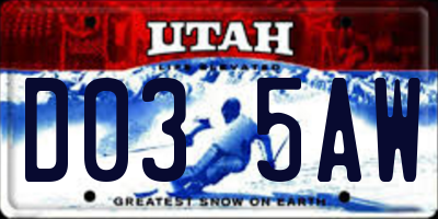 UT license plate D035AW