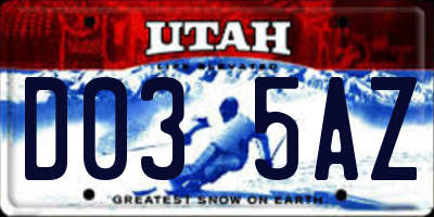 UT license plate D035AZ