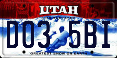 UT license plate D035BI