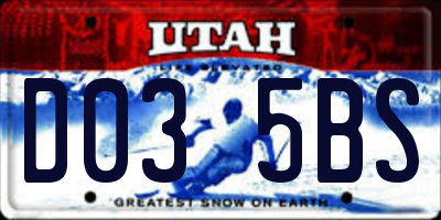 UT license plate D035BS