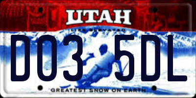UT license plate D035DL
