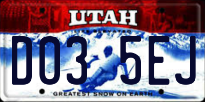 UT license plate D035EJ