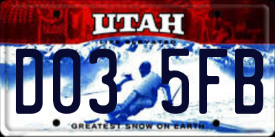 UT license plate D035FB