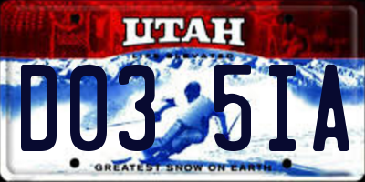 UT license plate D035IA