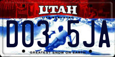 UT license plate D035JA