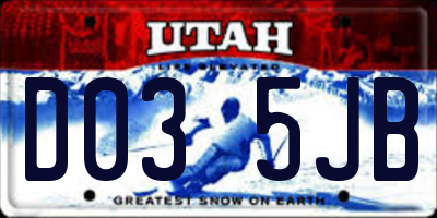 UT license plate D035JB