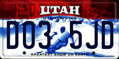 UT license plate D035JD