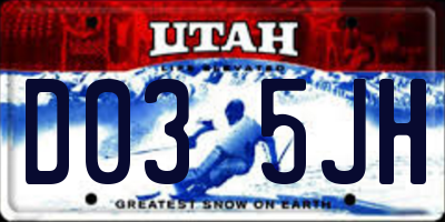 UT license plate D035JH