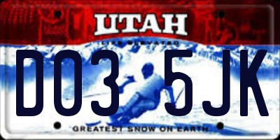 UT license plate D035JK