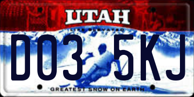 UT license plate D035KJ