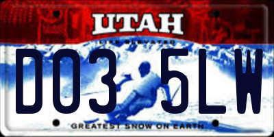 UT license plate D035LW