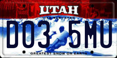UT license plate D035MU