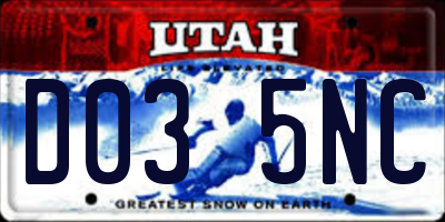 UT license plate D035NC