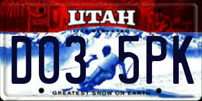 UT license plate D035PK
