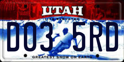 UT license plate D035RD
