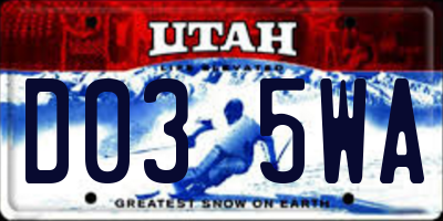 UT license plate D035WA