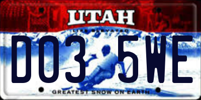 UT license plate D035WE