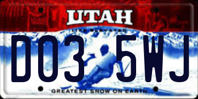 UT license plate D035WJ