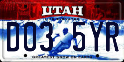 UT license plate D035YR