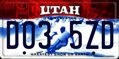 UT license plate D035ZD