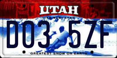 UT license plate D035ZF