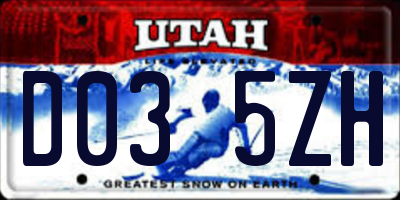 UT license plate D035ZH