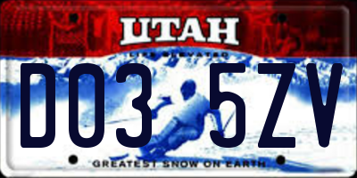 UT license plate D035ZV