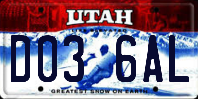UT license plate D036AL