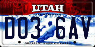 UT license plate D036AV