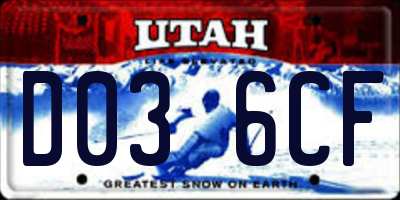 UT license plate D036CF
