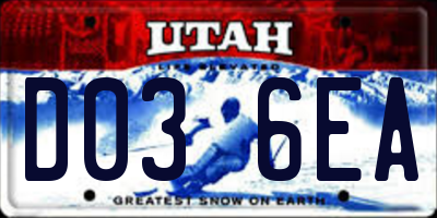 UT license plate D036EA