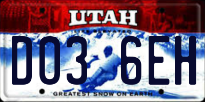 UT license plate D036EH