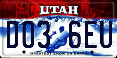 UT license plate D036EU