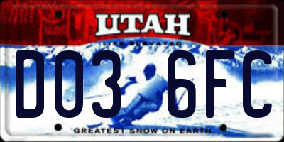 UT license plate D036FC