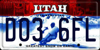 UT license plate D036FL