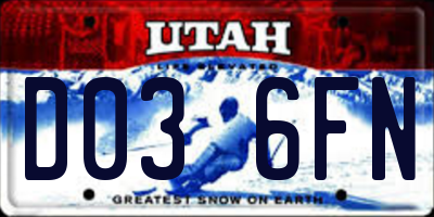 UT license plate D036FN
