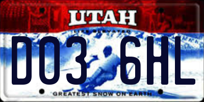 UT license plate D036HL