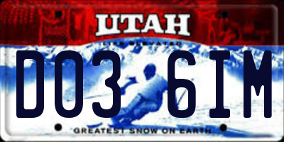 UT license plate D036IM