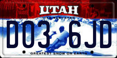 UT license plate D036JD