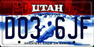 UT license plate D036JF