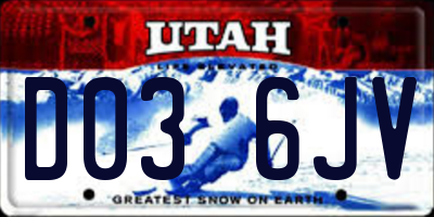 UT license plate D036JV