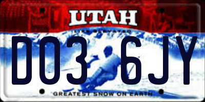 UT license plate D036JY