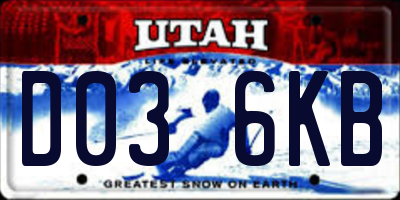 UT license plate D036KB