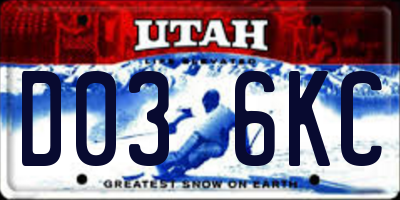 UT license plate D036KC
