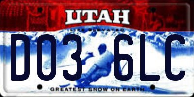 UT license plate D036LC